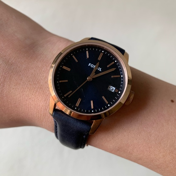 Fossil Accessories - Fossil navy and rose gold watch